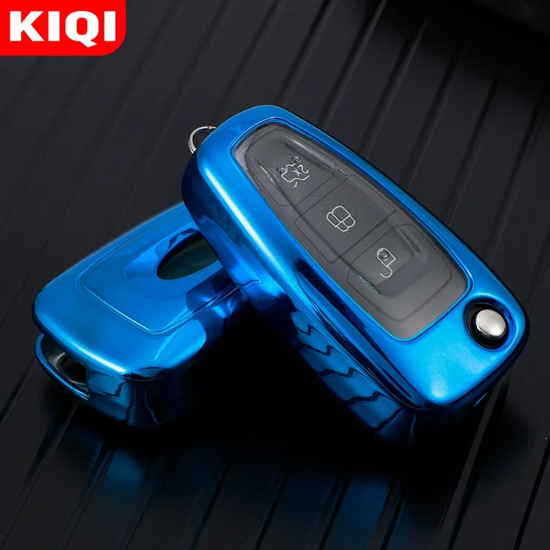 TPU Car Flip Key Case Cover Sehll for Ford Focus 2 3 MK3 ST RS Ecosport Kuga Escape Fiesta Fold C-Max S-Max Mondeo Protector