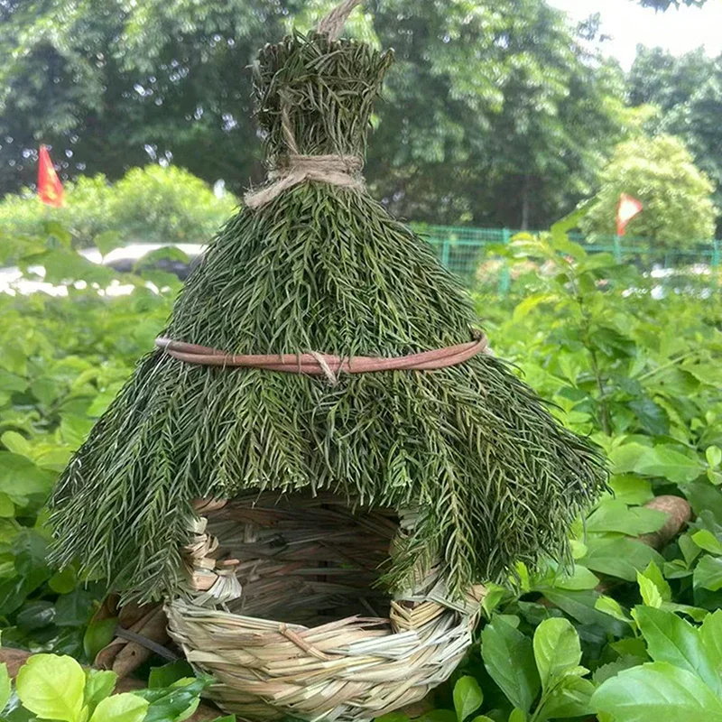 Unique Birdhouse Comfortable Birdhouse Hand-woven Natural Grass Hummingbird House For Garden Outdoor Decoration Window Hideaway