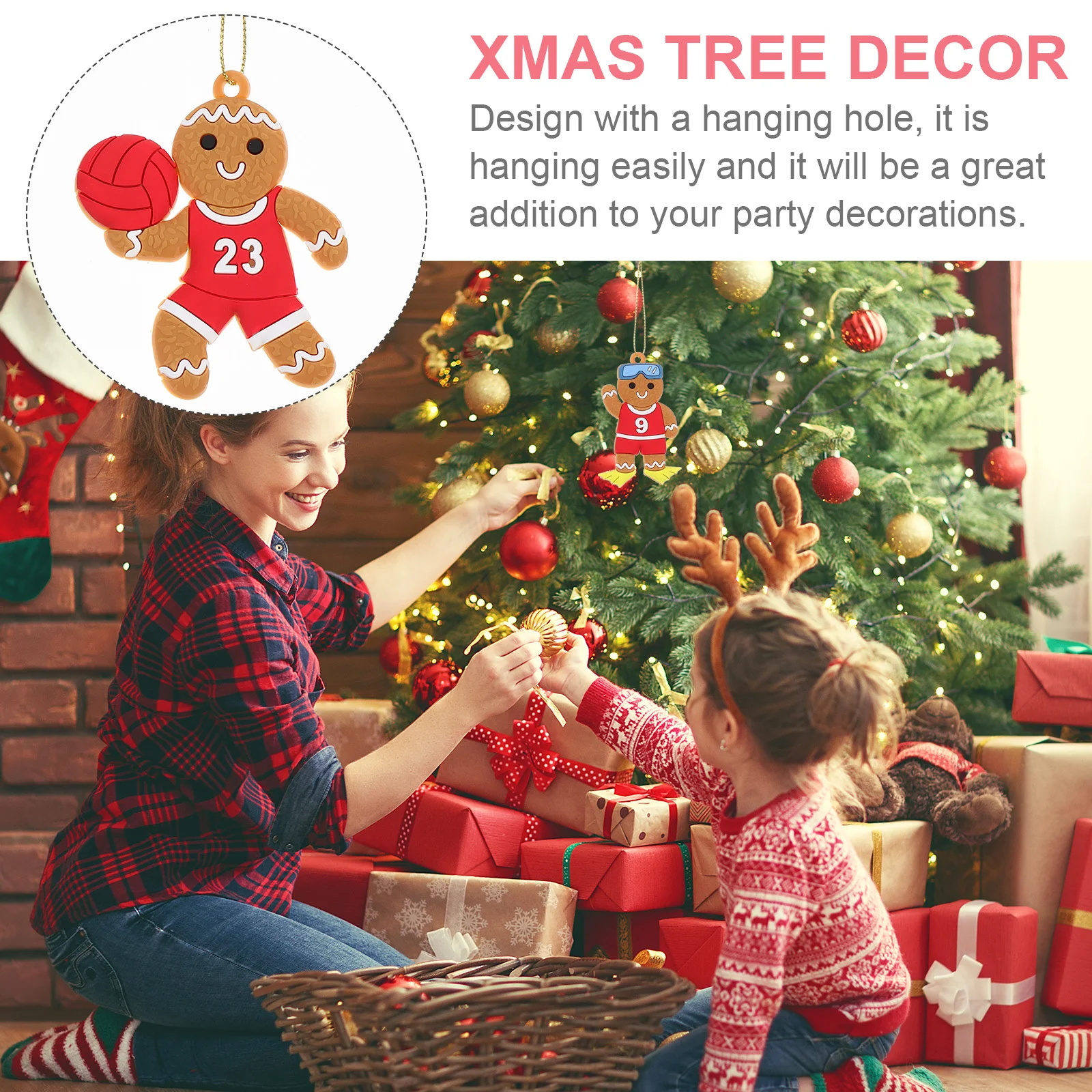 

12Pcs Gingerbread Man Christmas Hanging Ornament for Tree Party Wedding Festival Home Decor Decorations Holiday Celebrations