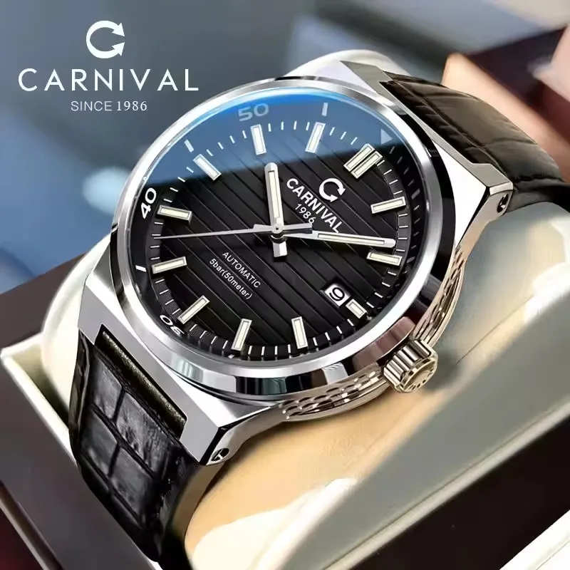 IW كرنفال الياقوت مرآة الحركة التلقائية الذكور الفاخرة ساعات المعصم الميكانيكية نموذج بسيط مقاوم للماء ساعة رجالي مضيئة
