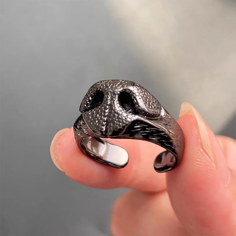 إكسسوارات مجوهرات أنيقة على شكل أنف الكلب للرجال والنساء، خاتم إصبع مزخرف رائع، ديكور أنيق للحفلات اليومية، إعادة فريدة من نوعها