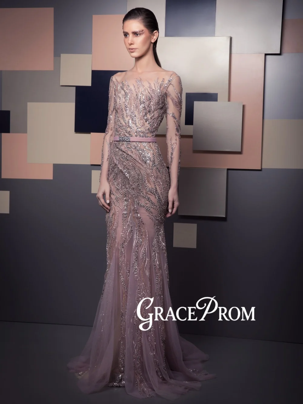 

Embroidery Illusion Beaded Evening Dress Elegant Floor-length Mermaid Mother of The Bride Dresses For Wedding Customized Gown