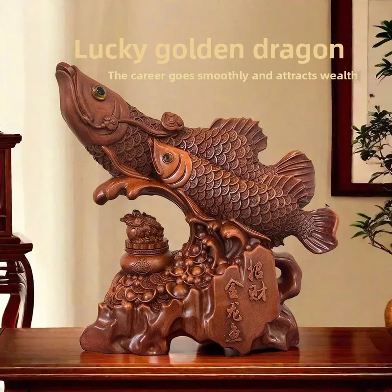 

Golden Arowana Resin Ornament for Eco-Friendly Office Wine Cabinet Living Room Decoration for Cashier Company Store Store