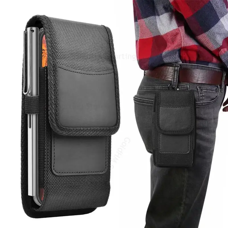 Leather Flip Phone Pouch For Tecno Spark Go 2024 Oxford Cloth Phone Case For Spark 20C 10 Pro 9T 8P 7T 6 Go 5 Air Card Waist Bag