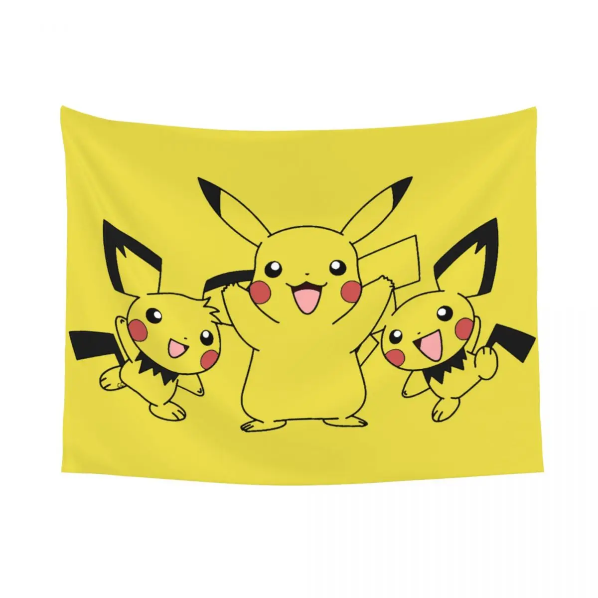 Custom P-Pikachus Tapestry Wall Hanging for Living Room Hippie Ash Ketchum Cartoon Tapestries Room Decor