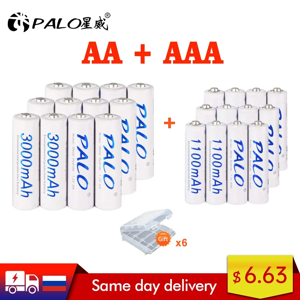 PALO 4-32 sztuk AA i AAA 1.2V akumulator ni-mh 2A AA 3000mAh / 3A AAA 1100mAh baterie baterie aa aaa