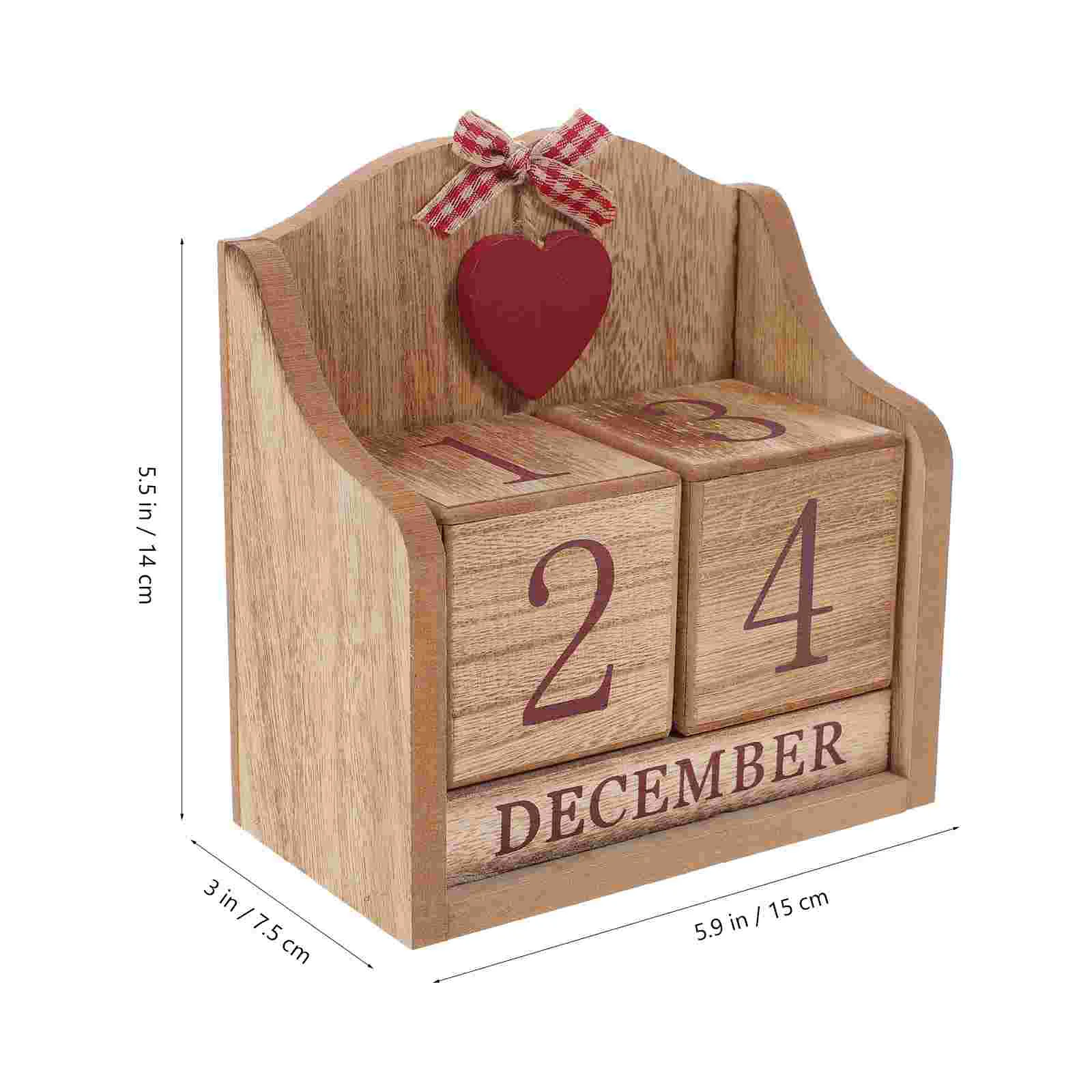 Home Accents Decor Wooden Calendar Cubes Christmas Office Desk Light House Decorations for Calendars