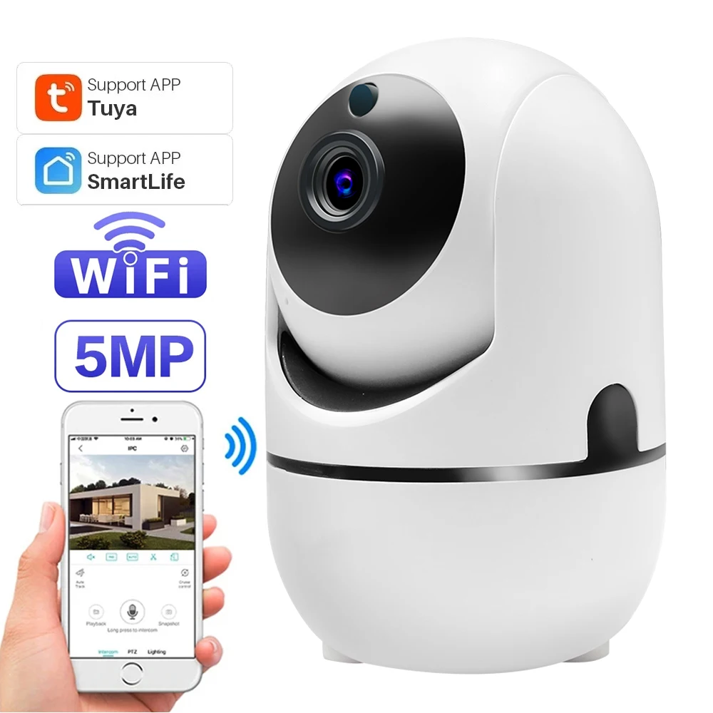 

Tuya Smart 2.4Ghz WiFi PTZ Camera 5MP 3MP Indoor IR Night Vision Two Way Audio Auto Tracking Motion Detect CCTV Security Camera
