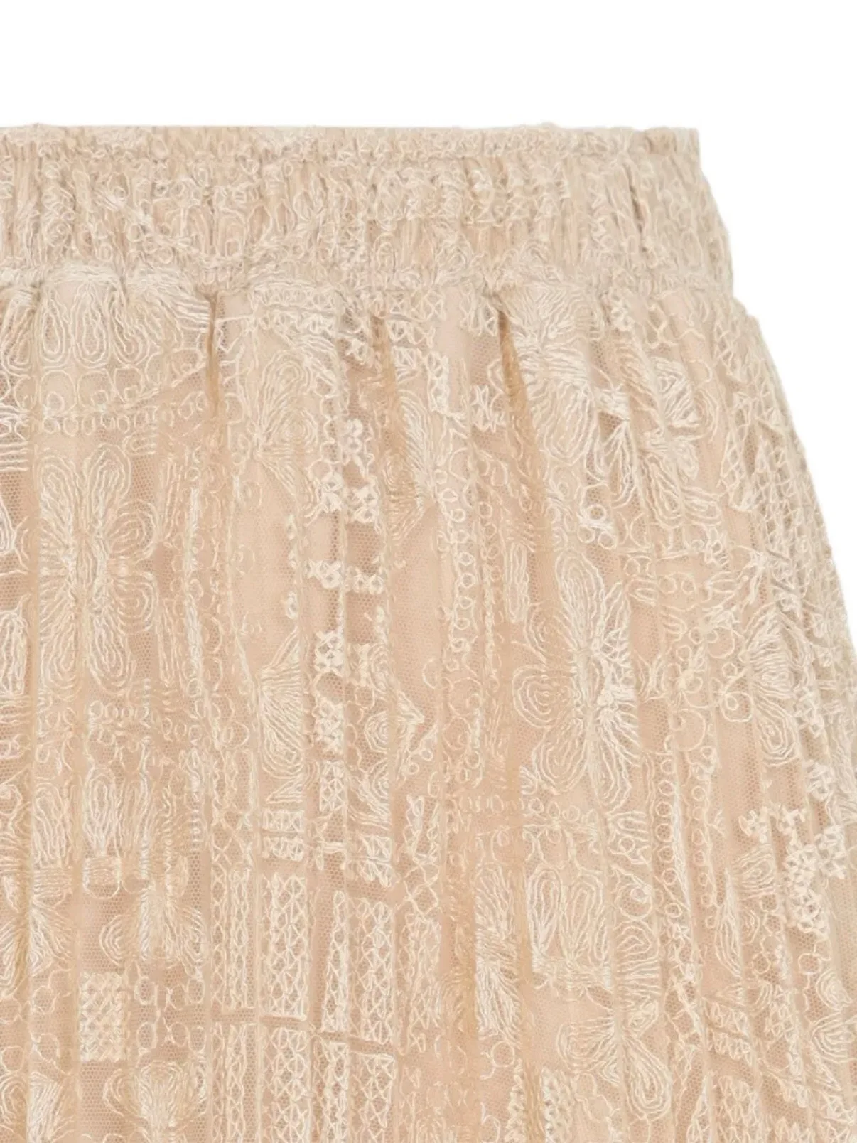 Champagne Silk Satin Embroidery Two Piece Set Women Designer Lace Shirt & Long Skirt High End Luxury Runway Party Wear view 6