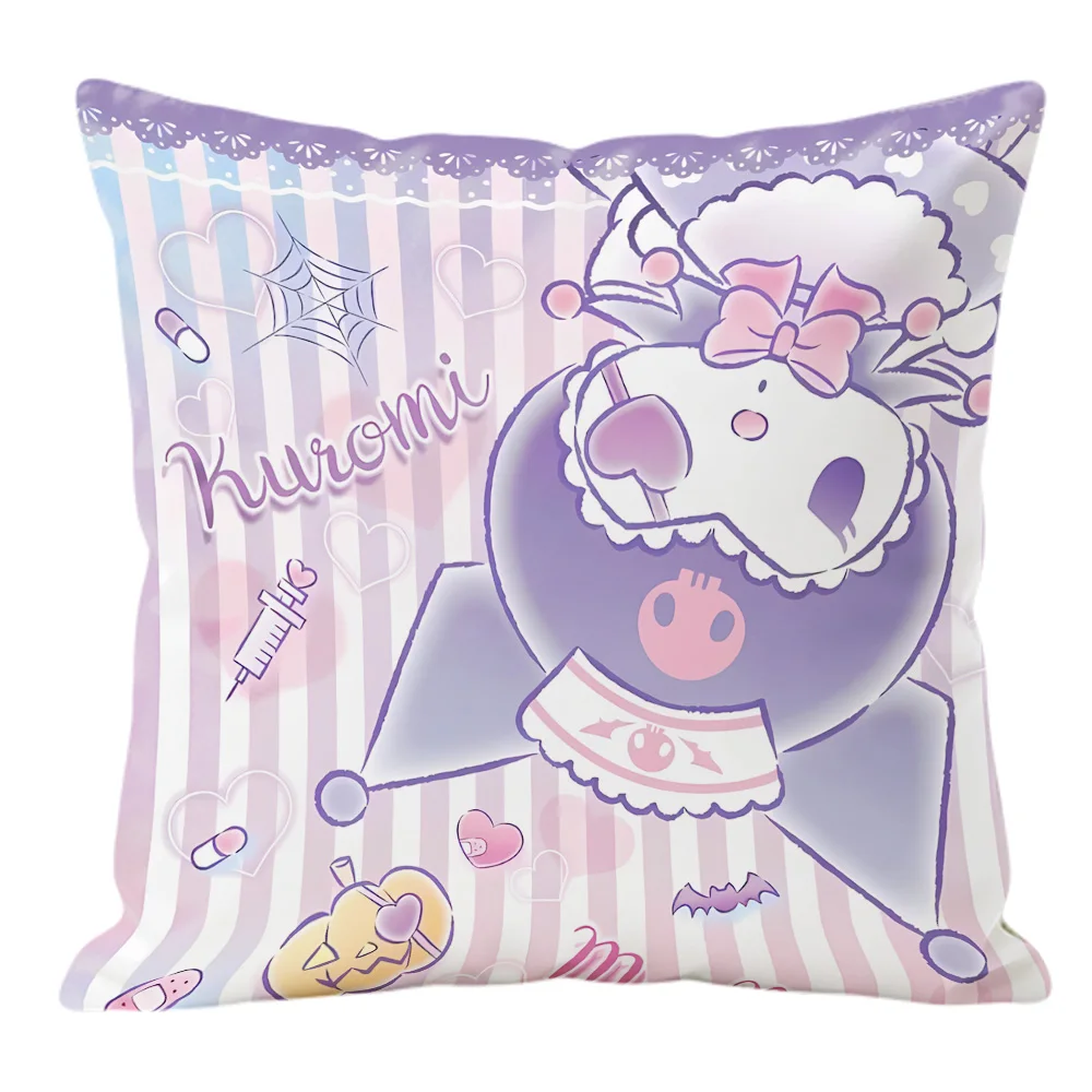 Kuromi Double Sided Print Decorative Pillowcase Cushion Cover for Sofa Bedroom Kawaii Room Decor Home Decor Cool Room Stuff