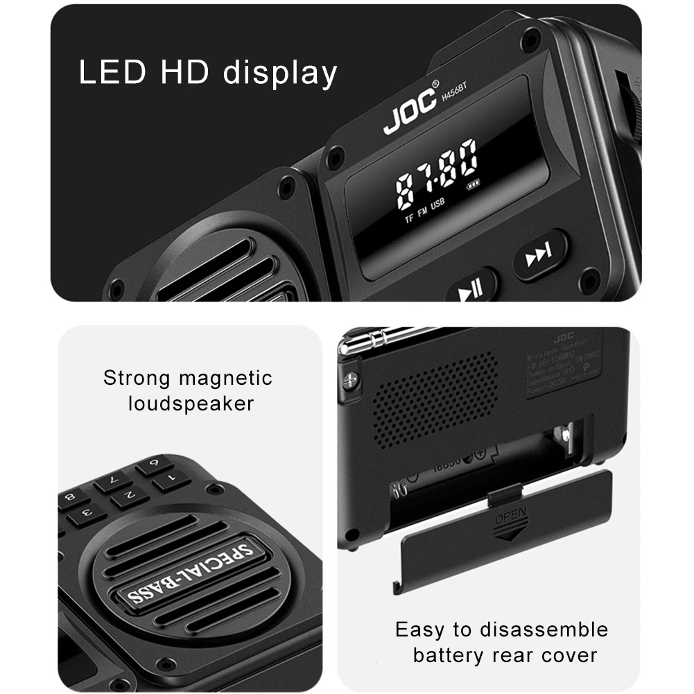 Radio FM Portatile Con Display LED, Registratore, Bluetooth 5.4 E Batteria 2000mAh – Perfetta Per Anziani E Viaggi