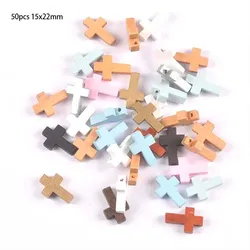 50pcs Mixed color wooden cross Pendant Jewelry Findings fashion Charms Handmade Necklace And bracelet cp3363