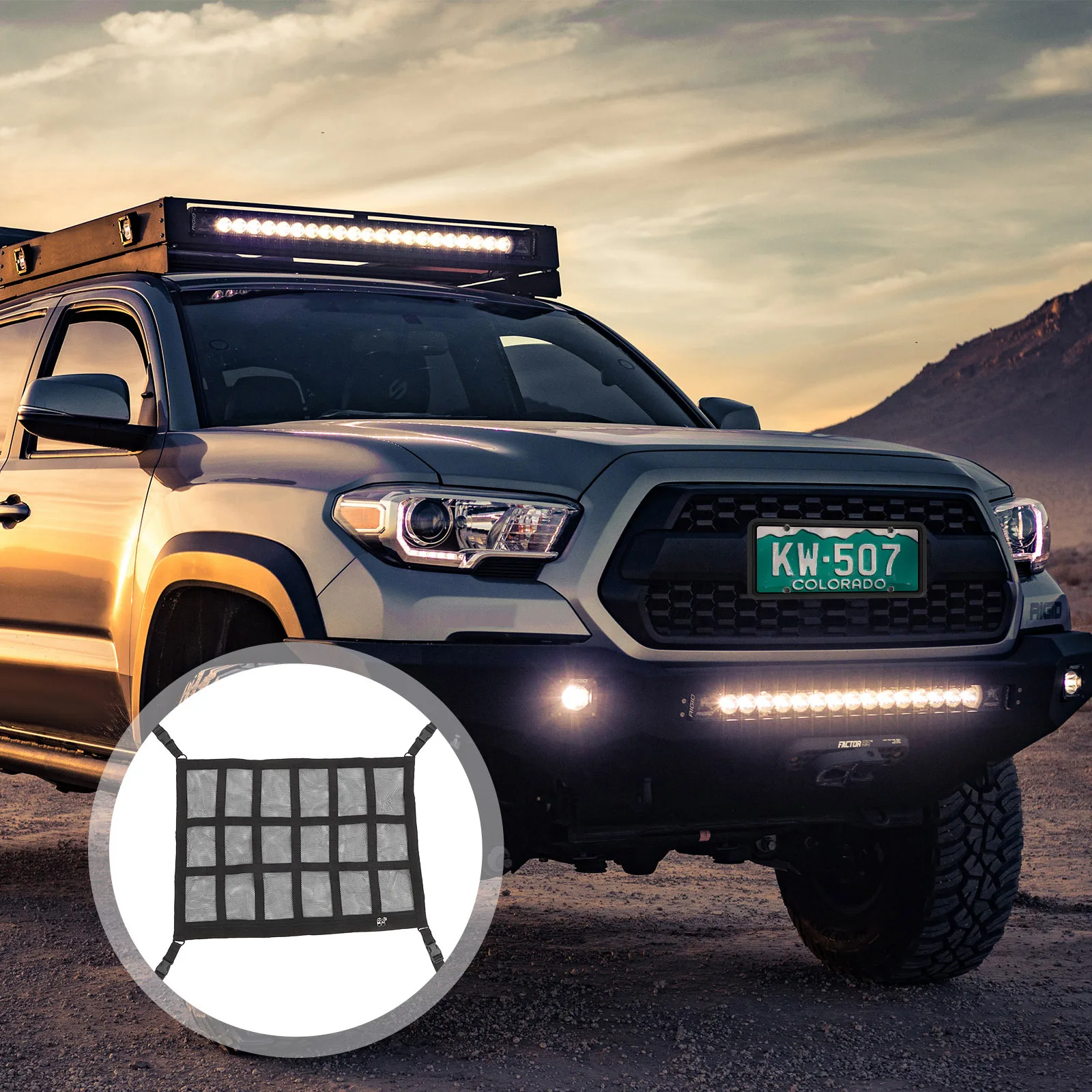 

Car Roof Cargo Net Bag Adjustable Buckle Double Zipper Large Capacity For Suv Truck Organizers Storage Interior Ceiling Mesh