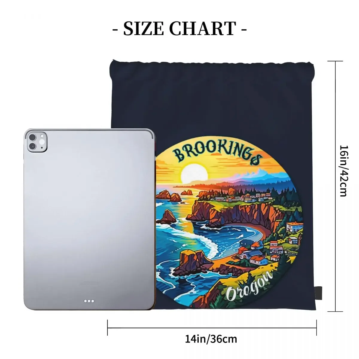 Brookings Oregon Seaside Backpacks Fashion Portable Drawstring Bags Drawstring Bundle Pocket Storage Bag BookBag Travel Students