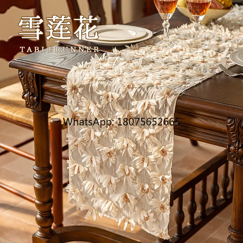 French country chiffon 3d embroidered fabric - premium vintage bedspread/bed runner