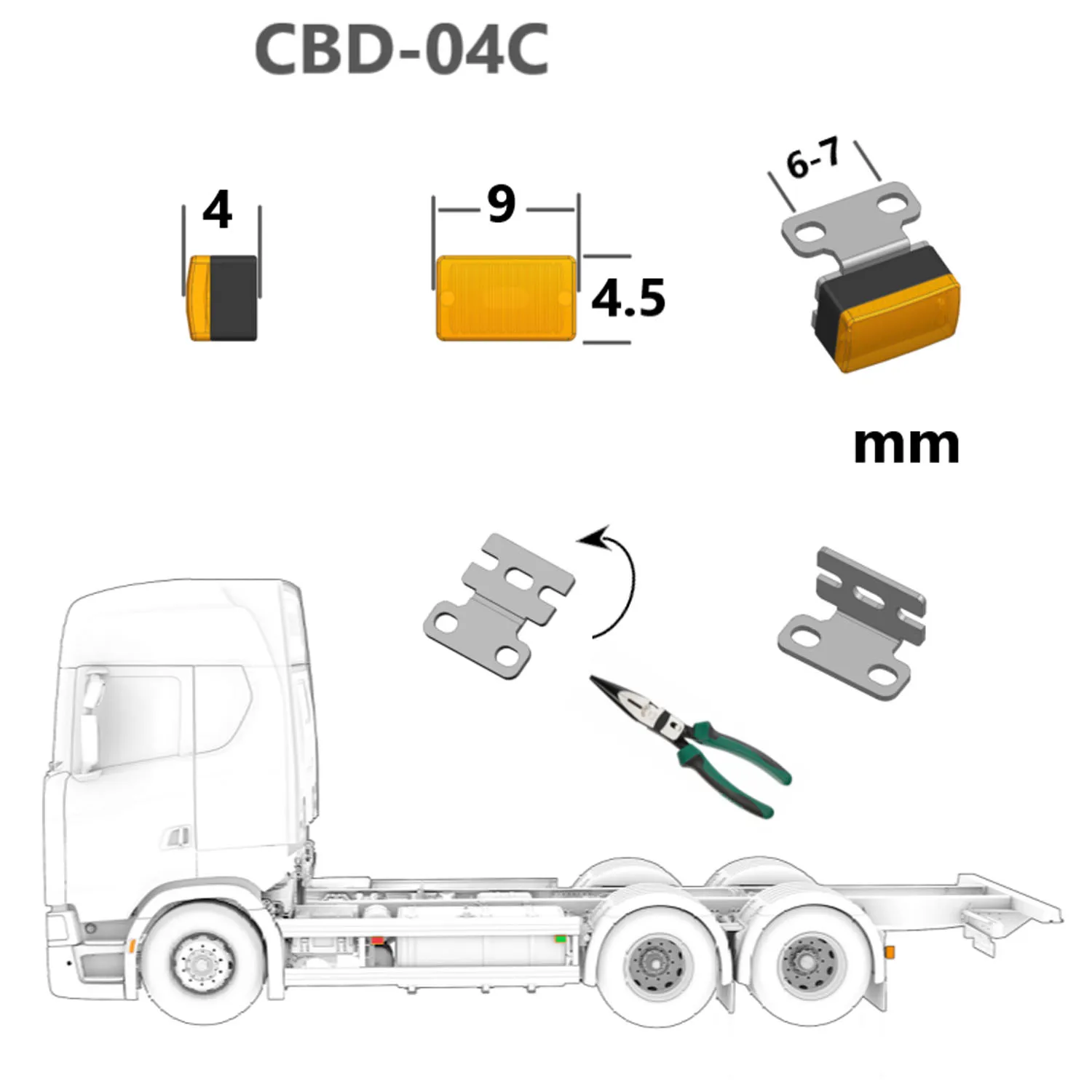 البلاستيك LED مصباح التخليص الجانب ماركر ضوء 2.2 فولت-3 فولت لتقوم بها بنفسك TAMIYA 1:14 RC جرار نماذج من الشاحنات 3348 FH16 مقطورة مركبة سيارة