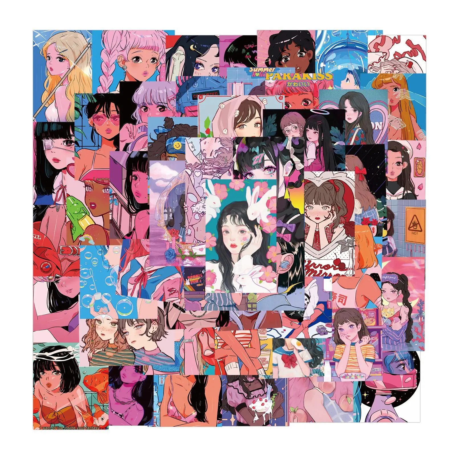 

10/50PCS Cute Girl Stickers Cartoon Girl Decals Anime Style Graffiti Decoration Fridge Luggage Laptop Guitar Car Bike Skateboard