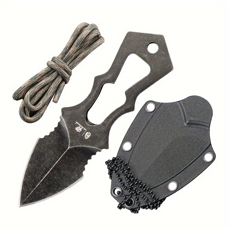 Straight knife outdoor hanging neck DIY multifunctional straight knife portable self-defense mini survival knife