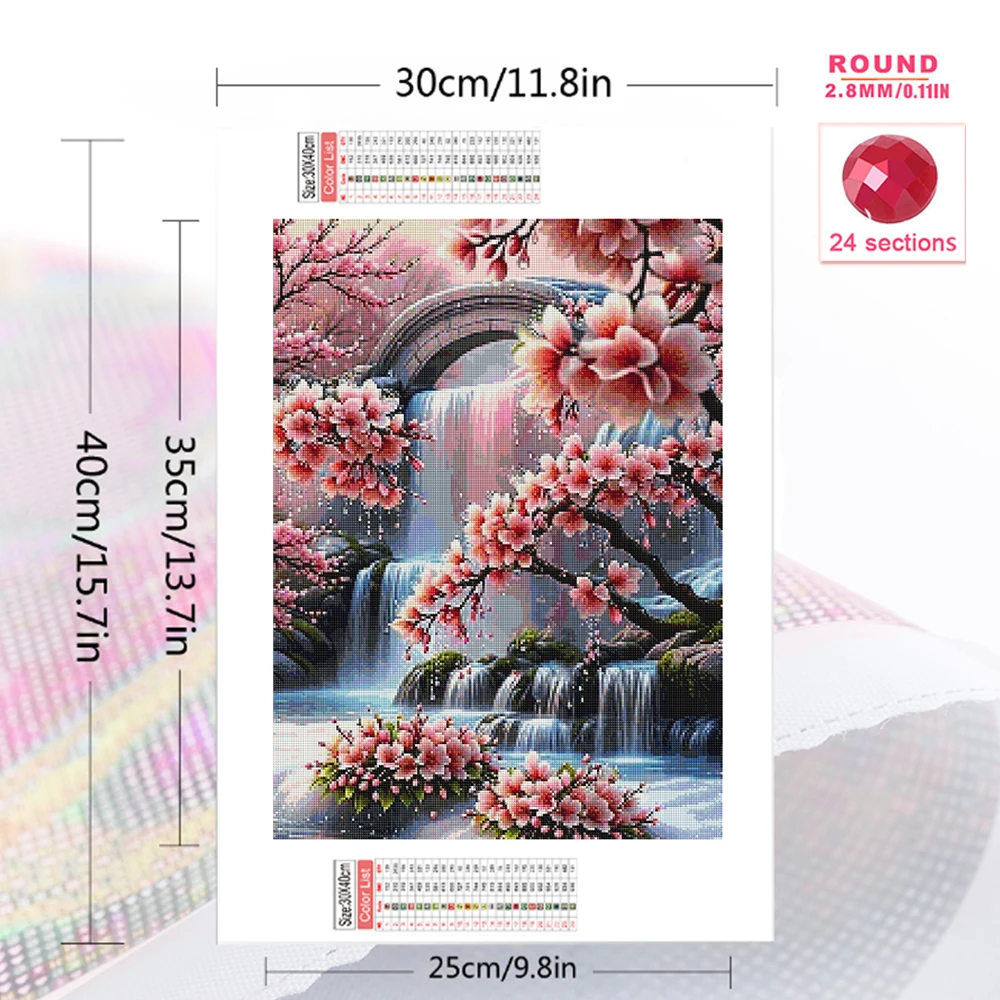 Momoart New Arrival Diamond Mosaic Waterfall Landscape Diamond Painting Flower DIY Picture Rhinestones Embroidery Handicraft