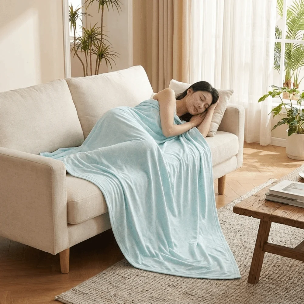Thin Breathable Summer Cooling Blanket Skin-friendly Ice Silk Blanket Summer Quilt Solid Color Sofa Throw Blanket Afternoon Naps