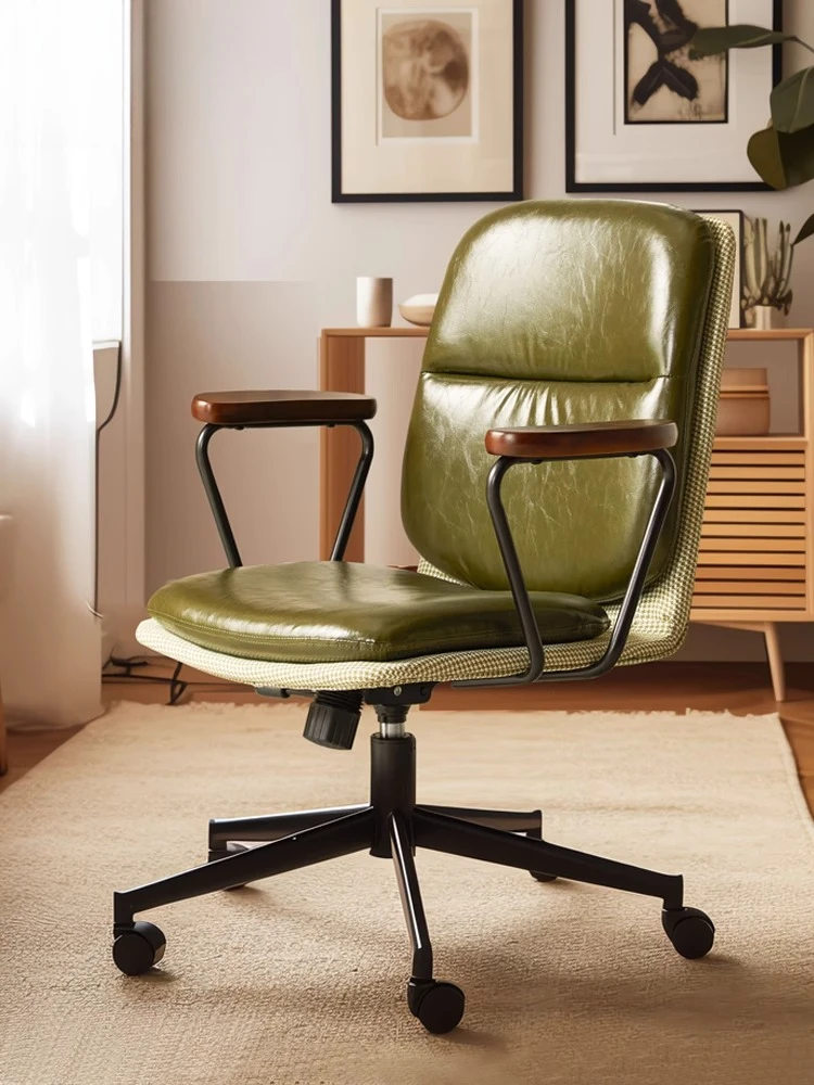 

Leather computer chair home comfort sedentary desk chair office seat study lift writing swivel chair