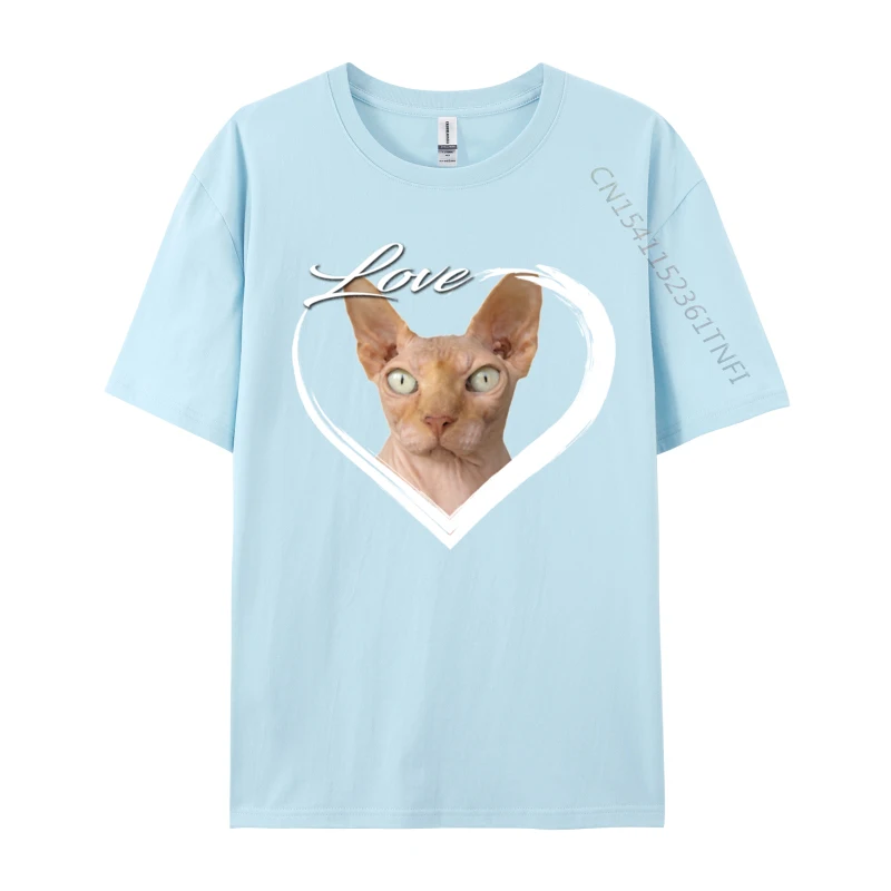 Love Hairless Sphynx Cat Lover Normal Fitness Tight Top T-shirts for Men Combed Cotton Lovers Day Top Shirt Design T-Shirt