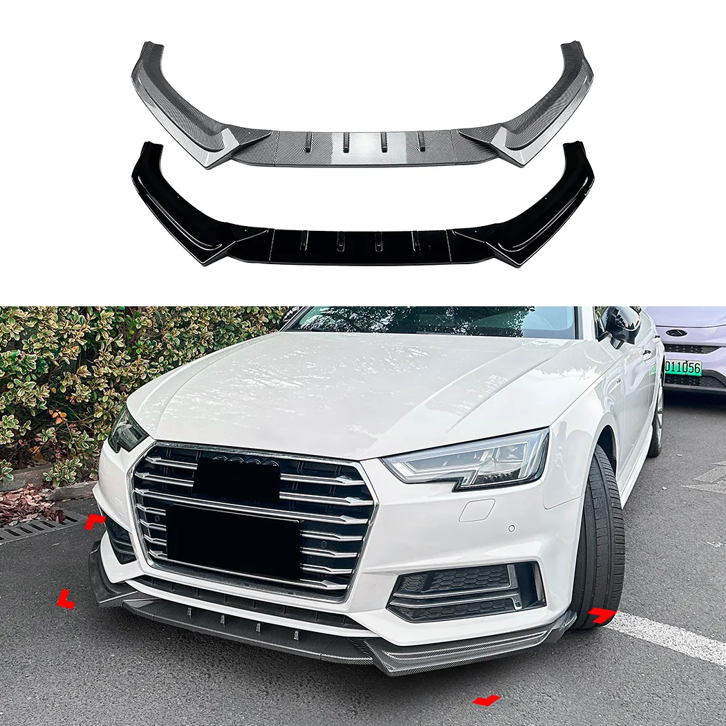 

For Audi A4 B9 Pre Facelift S Line 2017--2019 Accessories Front Bumper Lip Spoiler Upgrade Kit