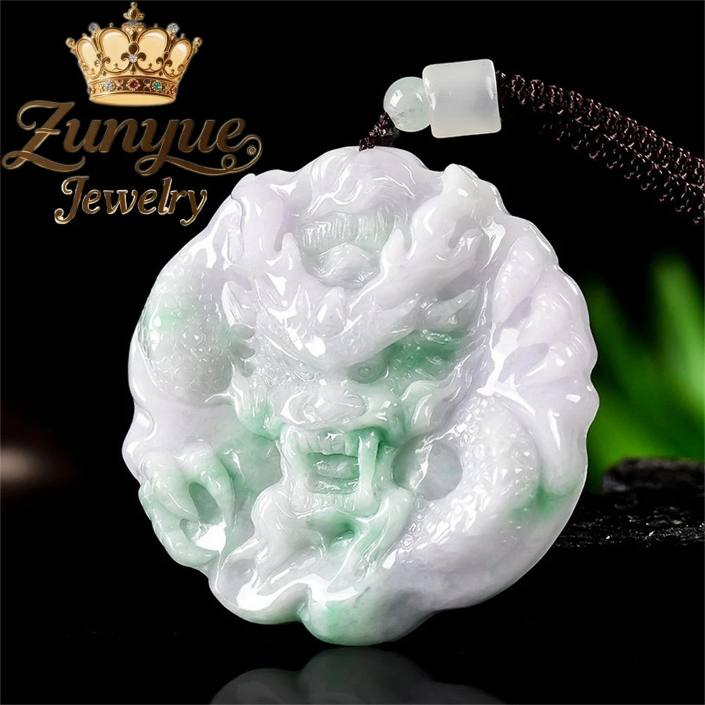 Natural Burmese A-Grade Jadeite Powerful Dragon King Best Selling Luxury Ice-Type Pendant Luxury Quality Jewelry Gift Friend