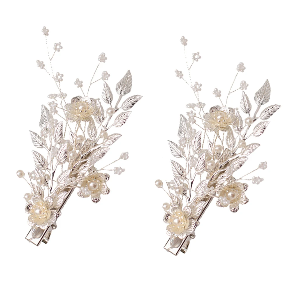 

2 pcs Pearl Hair Clip Set Elegant Beads Leaves Design Fashion Bride Wedding Accessories Lightweight Comfortable