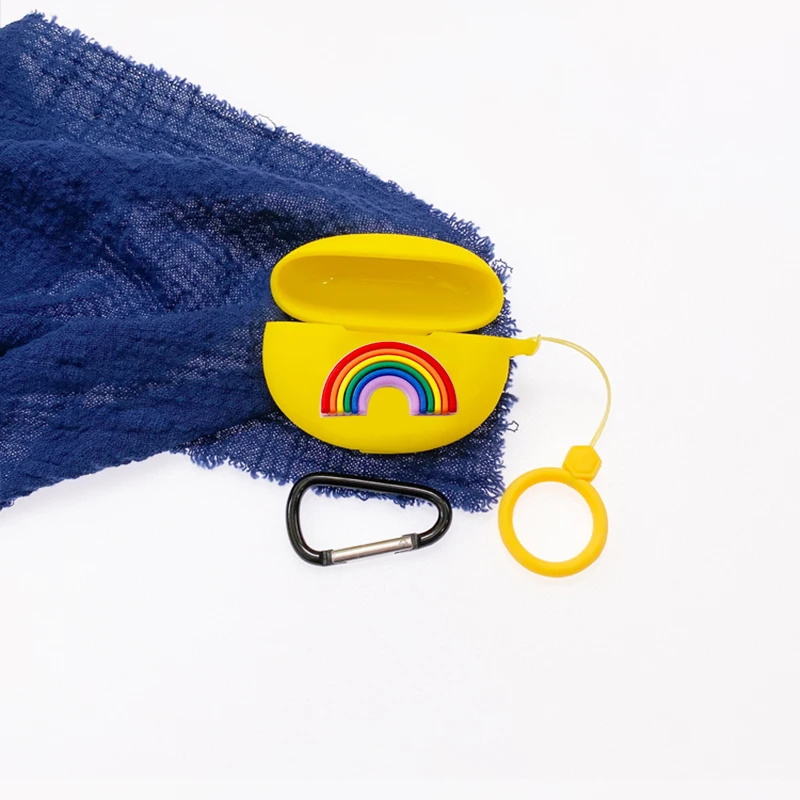 Funda de dibujos animados para OPPO Enco Free2 / Free 2i, carcasa de silicona con anillo anticaída, protección para auriculares Bluetooth, accesorios de caja