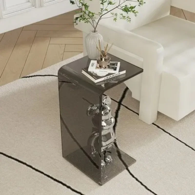 %C-type Acrylic Sofa Tables Clear Side Coffee Table Living Room Bay Window Computer Table Bedroom Corner Stand Balcony Storage