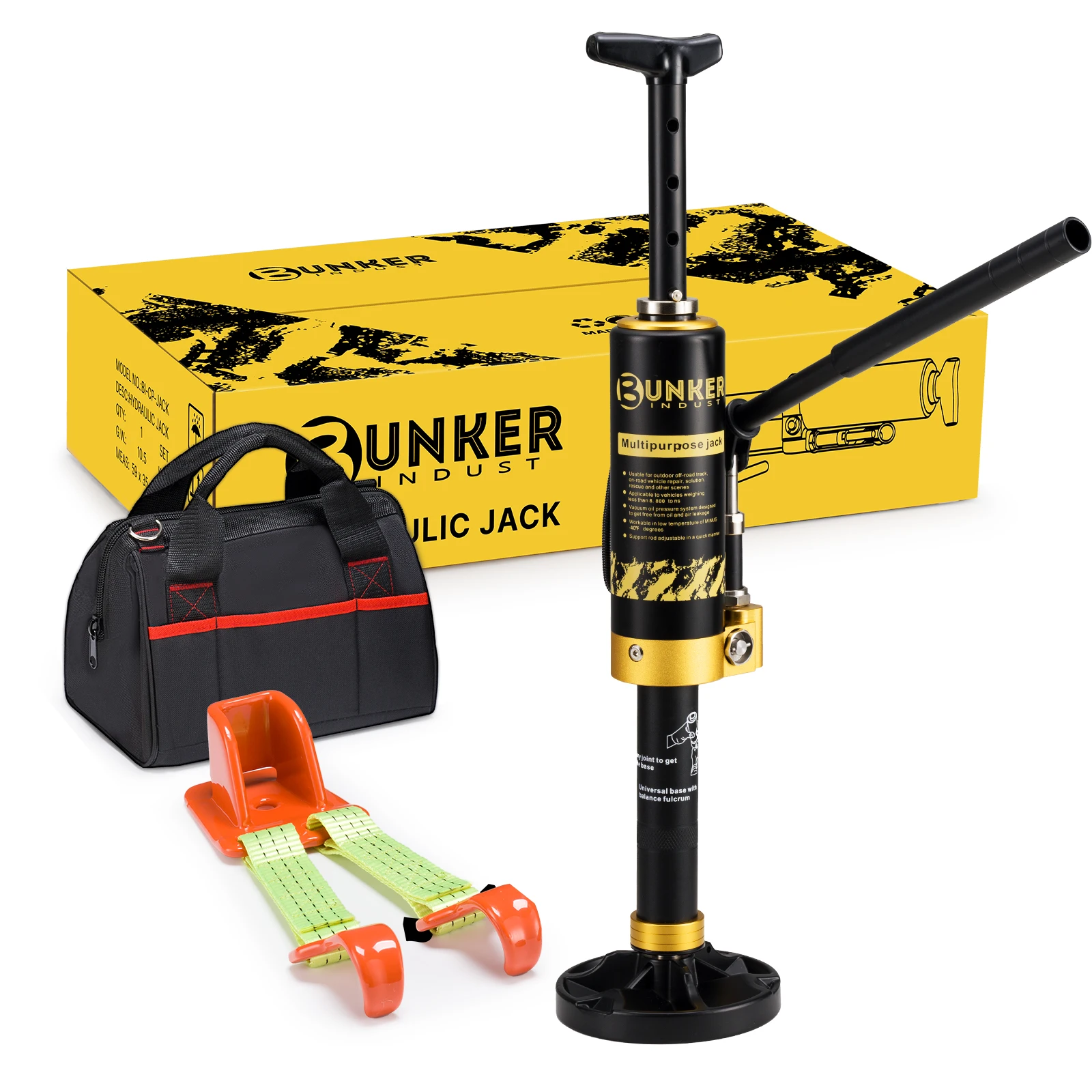 BUNKER INDUST Heavy     19400lbs Portable Hydraulic Recovery Jack for Off-Road Vehicles 4x4 Truck Emergency Rescue Tool