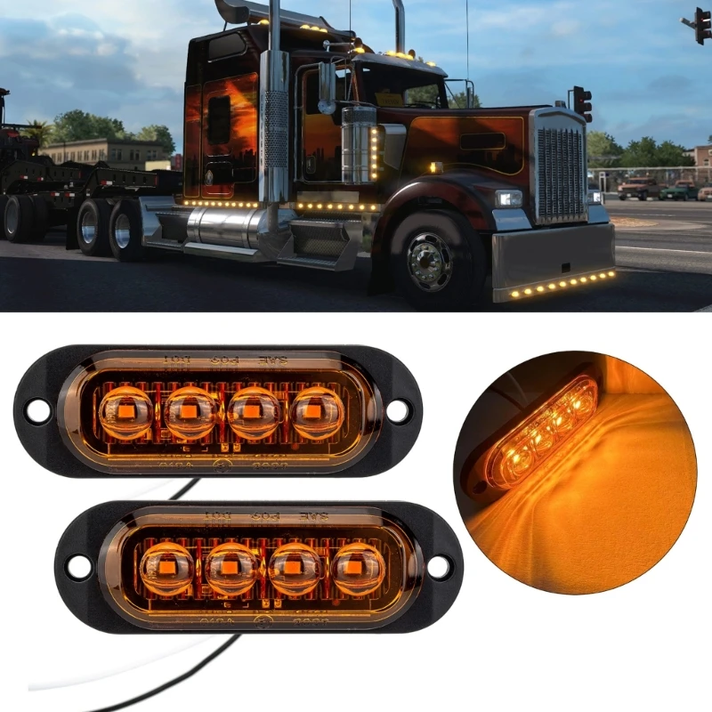 4 Led Truck Trailer Light Front Rear Side Clearance Indicator Lamp Waterproof Sealed Surfaces Mounted LED Marker Light