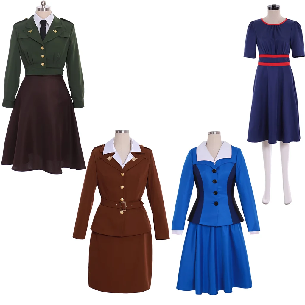 

Peggy Carter Cosplay Costume Army Green Uniform Agent Carter Margaret Military Suit Halloween Carnival Party Cosplay Outfit 3XL