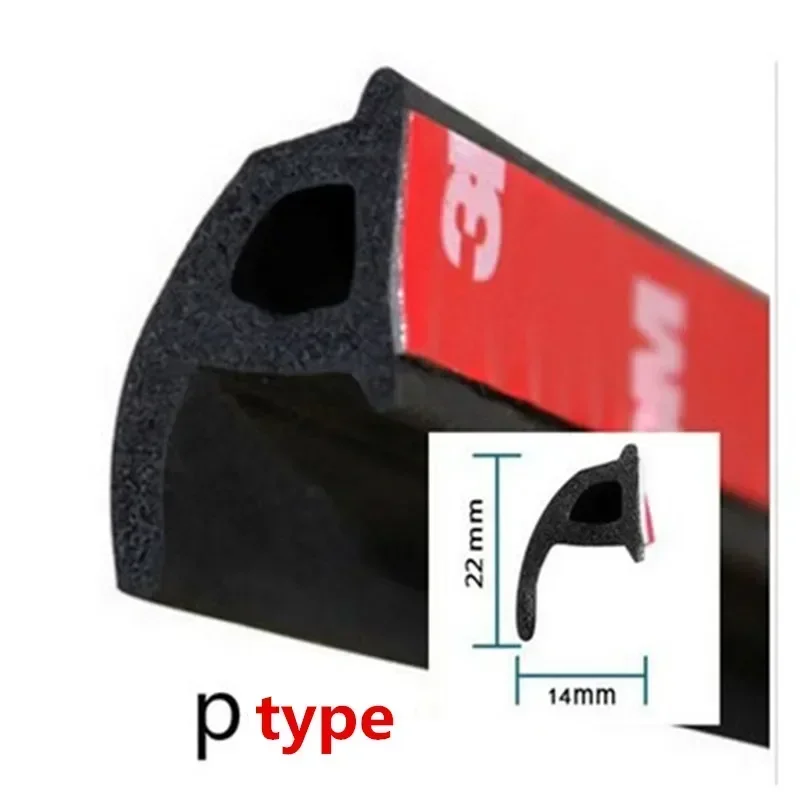 1M  Shape B P Z Big D Car Door Seal Strip EPDM Rubber Noise Insulation Weatherstrip Soundproof Car Seal Strong adhensive