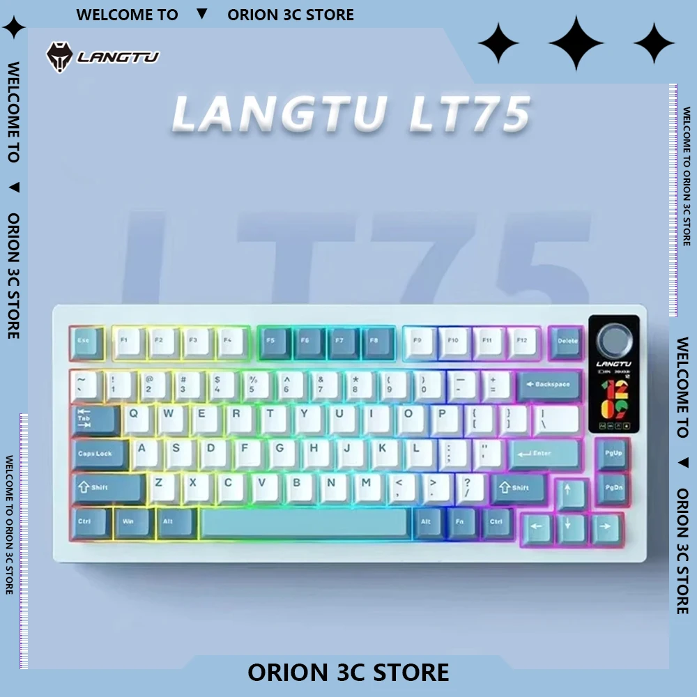 Langtu Lt75 2.4G 80Keys RGB Hotswap Mini Wireless Mechanical Keyboard Gaming Bluetooth Wired Keyboard Multimedia Keyboard Gifts