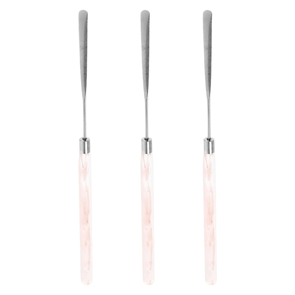 

3 Pcs Nail Art Tools Glue Stick Mixing Spatulas Precise Blending Portable Makeup Applicator Sticks Stainless Steel