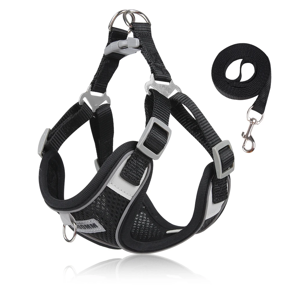 Reflective Dog Harness And Leash Set For Small And Medium Dogs_voghion.com