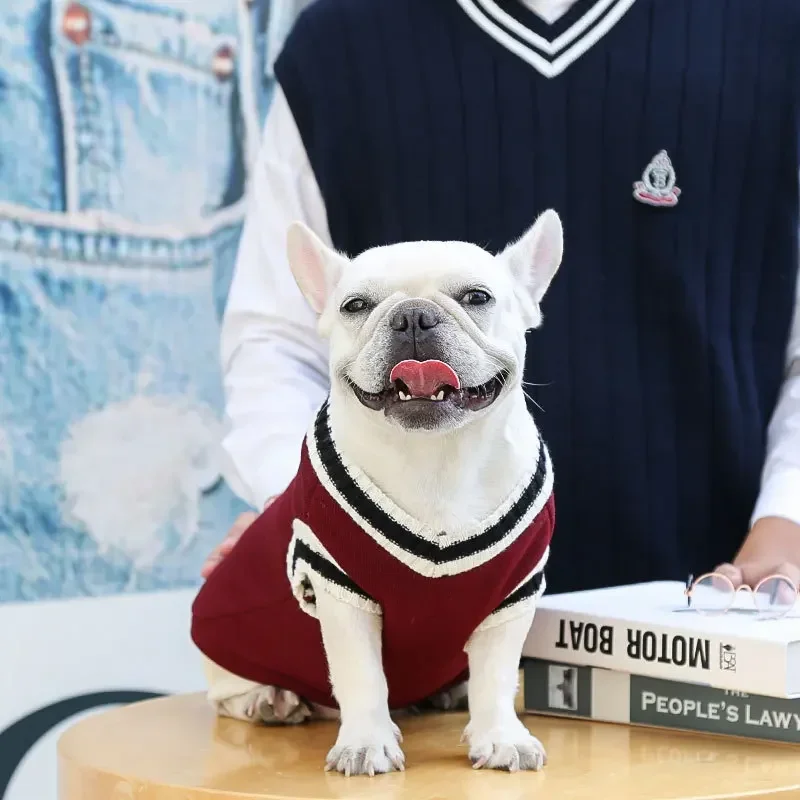College Style Pet Sweater Winter Warm Dog Clothes for Small Medium Dogs Puppy Cat Vest Chihuahua French Bulldog Yorkie Coat