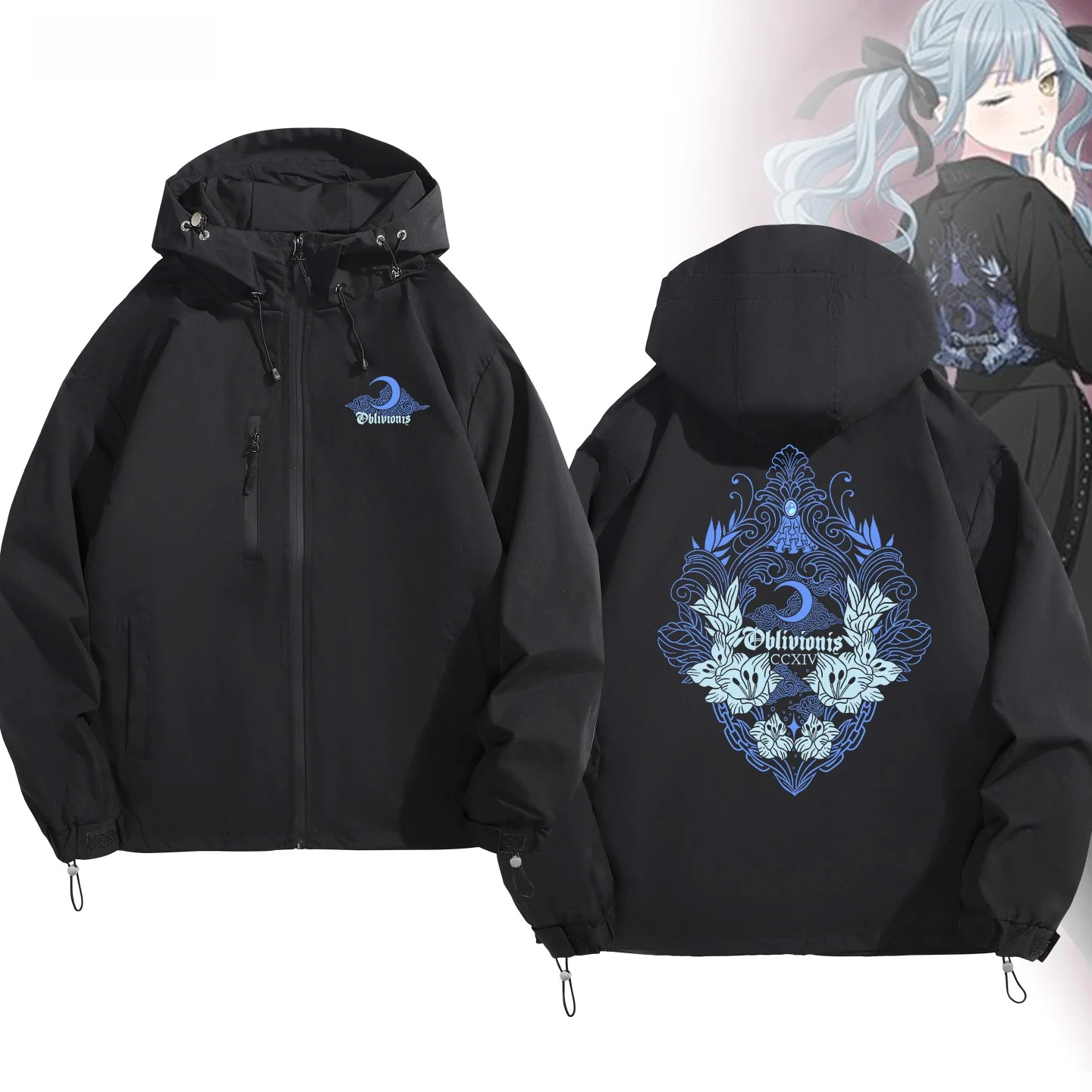 

Anime Themed Oblivionis Painful Clothing Jaet Outerwear Loose Fit Hooded Polyester Zipper Closure Winter Men Women Coat
