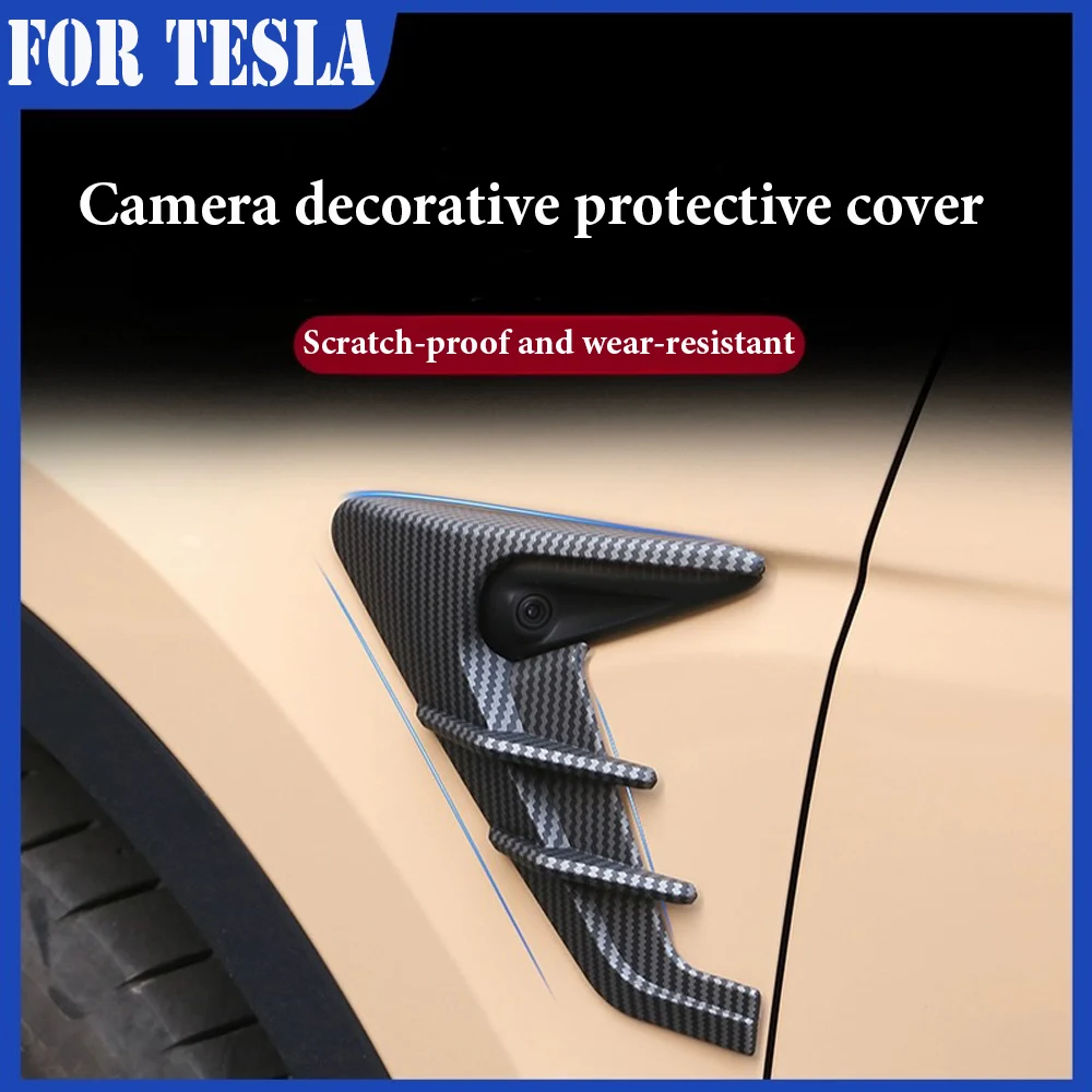 

For Tesla Model 3 Y Camera Flanks Car Side Wing Panel Cover Spoiler Dust Cover Decoration Modification Accessories