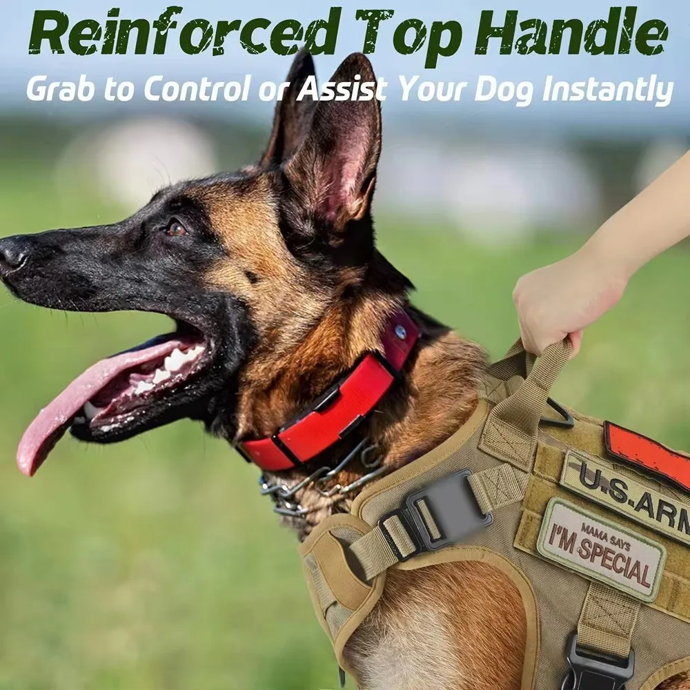 Tactical Sport Nylon Heavy Duty No Pull Dog Harness Handle Adjustable Padded Vest Molle System Training Hunting Quick Release