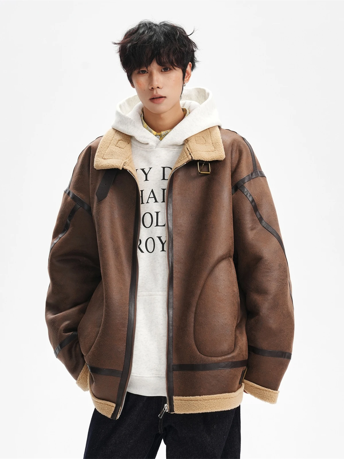 

Мужское зимнее хлопковое пальто из натуральной кожи American Sle, новое свободное высококачественное закрытое замшевое бархатное хлопковое пальто