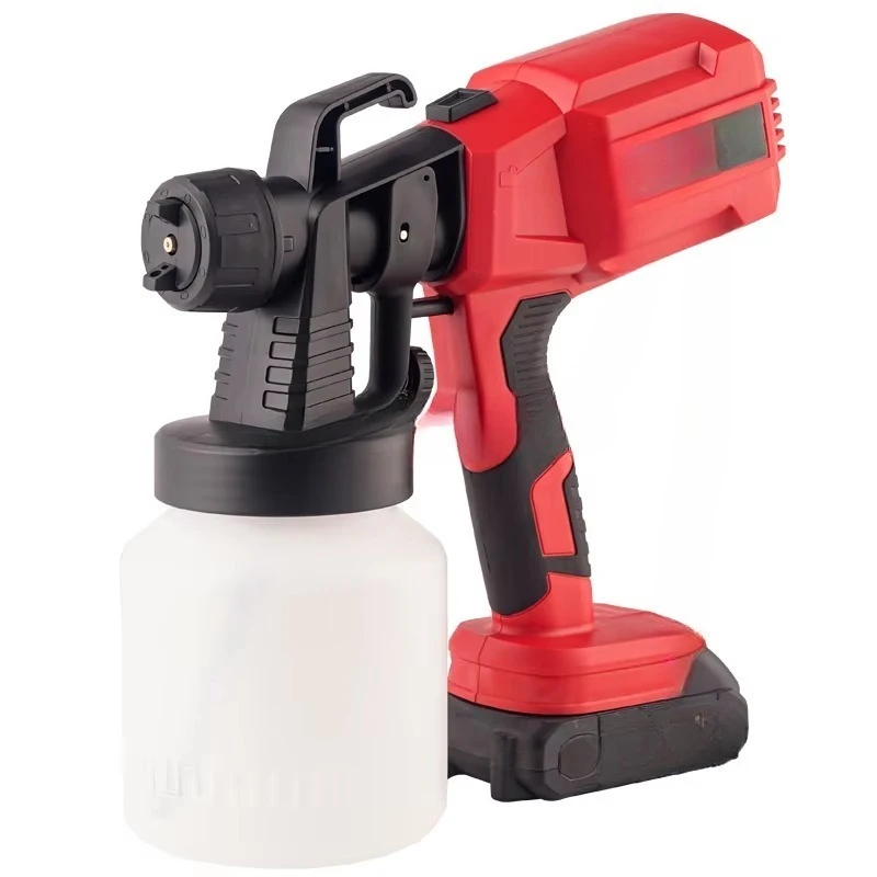 

Portable lithium-ion spray gun for small latex painters and industrial pressure feed power spraying
