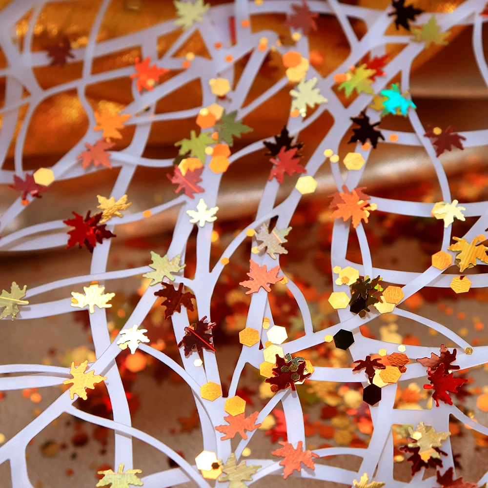 5 جرام الذهب مابل ليف الترتر الأظافر مواد الديكور خريف شتاء لامع بريق مسمار الفن سحر عيد الميلاد مانيكير DIY لوازم