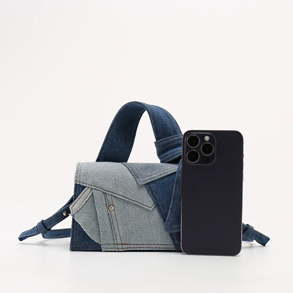 Moda Denim kadın tasarımcı çantaları lüks Patchwork kadınlar için omuzdan askili çanta markalar tuval Crossbody çanta kare alışveriş çantası