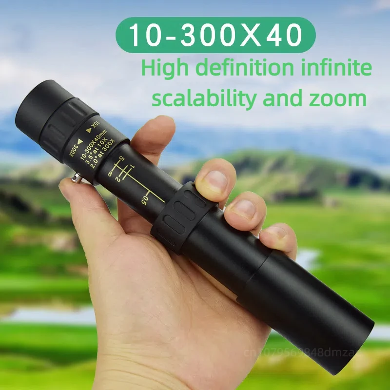 Telescope 10-300X40 Continuous Zoom High Magnification High-definition Portable Metal Monocular Telescope for Outdoor Viewing