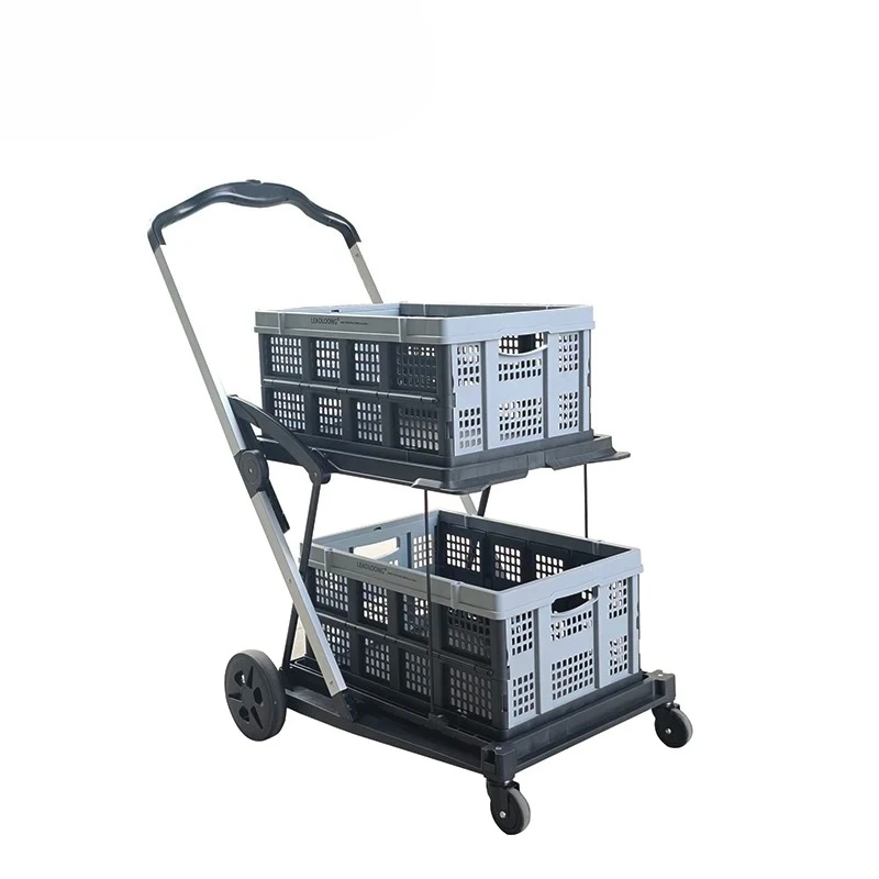 Carrinhos de Compras de Dois Níveis para Atacado, Equipamento para Supermercados, Carrinhos de Duas Camadas para Mercearias
