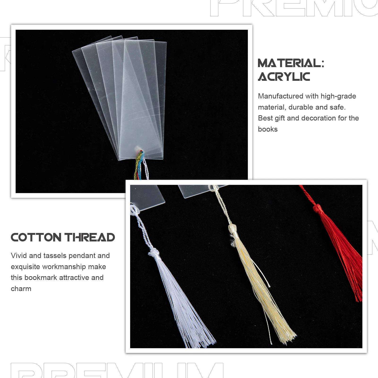 

Label Acrylic Bookmark Set Bookmarks Markers for School Cotton Thread Diy Craft