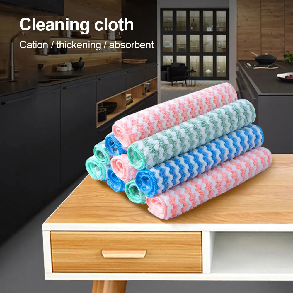 Oil Free Dishwashing Towel Kitchen Cleaning Rag，Cationic Coral Pile Absorbent Cloth Household Cleaning Tools Cleaning Cloths